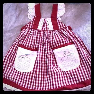 Red Gingham apples dress 3t